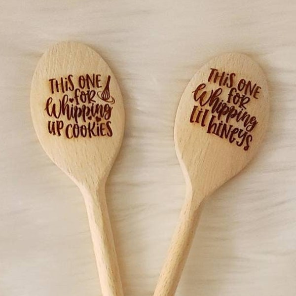 Whipping up Cookies Whipping Little Hineys Spoons, Funny Kitchen Decor, Funny Gift for Mom or Grandma, Kitchen Gift, Gag Gift, Wood Spoons