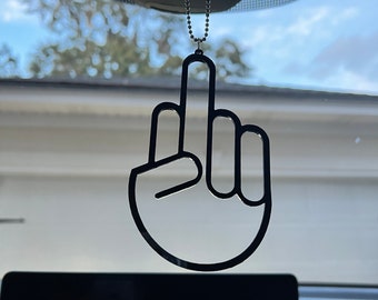 Middle Finger Rearview Mirror Accessory, Funny Acrylic Car Charm with Color Options, EDM Car Show Gift, Teen Boy Gift