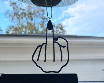 Middle Finger Rearview Mirror Hanger, Funny Car Charm, Flipping Bird Hanger, Acrylic Car Charm, EDM Car Show Gift, Teen Girl Gift, Mom Car