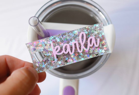 Personalized Tumbler Name Plate, Glitter Stanley Name Plate