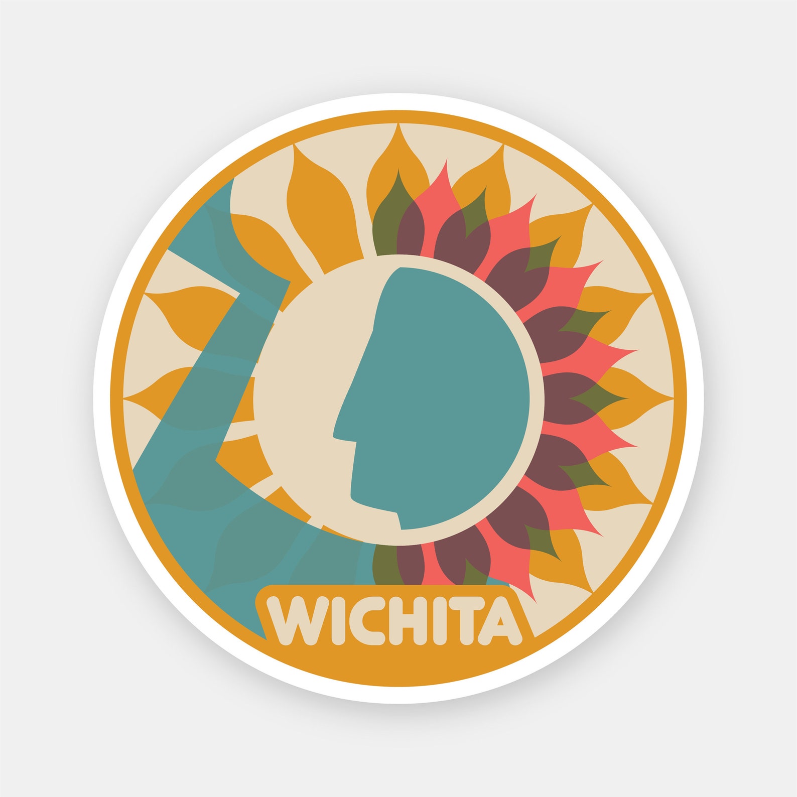 Wichita, Kansas Sticker 3.25x3.25 Inches Illustration Hometown Decal