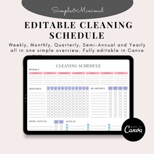 Editable Cleaning Planner | Weekly House Chores | ADHD Clean Home | Household Planner Printable | Cleaning Schedule | Cleaning Checklist