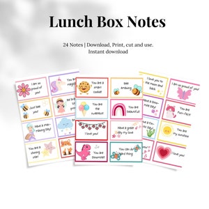Lunch Box Notes for Kids | Lunchbox Notes for Girls | Positive ...