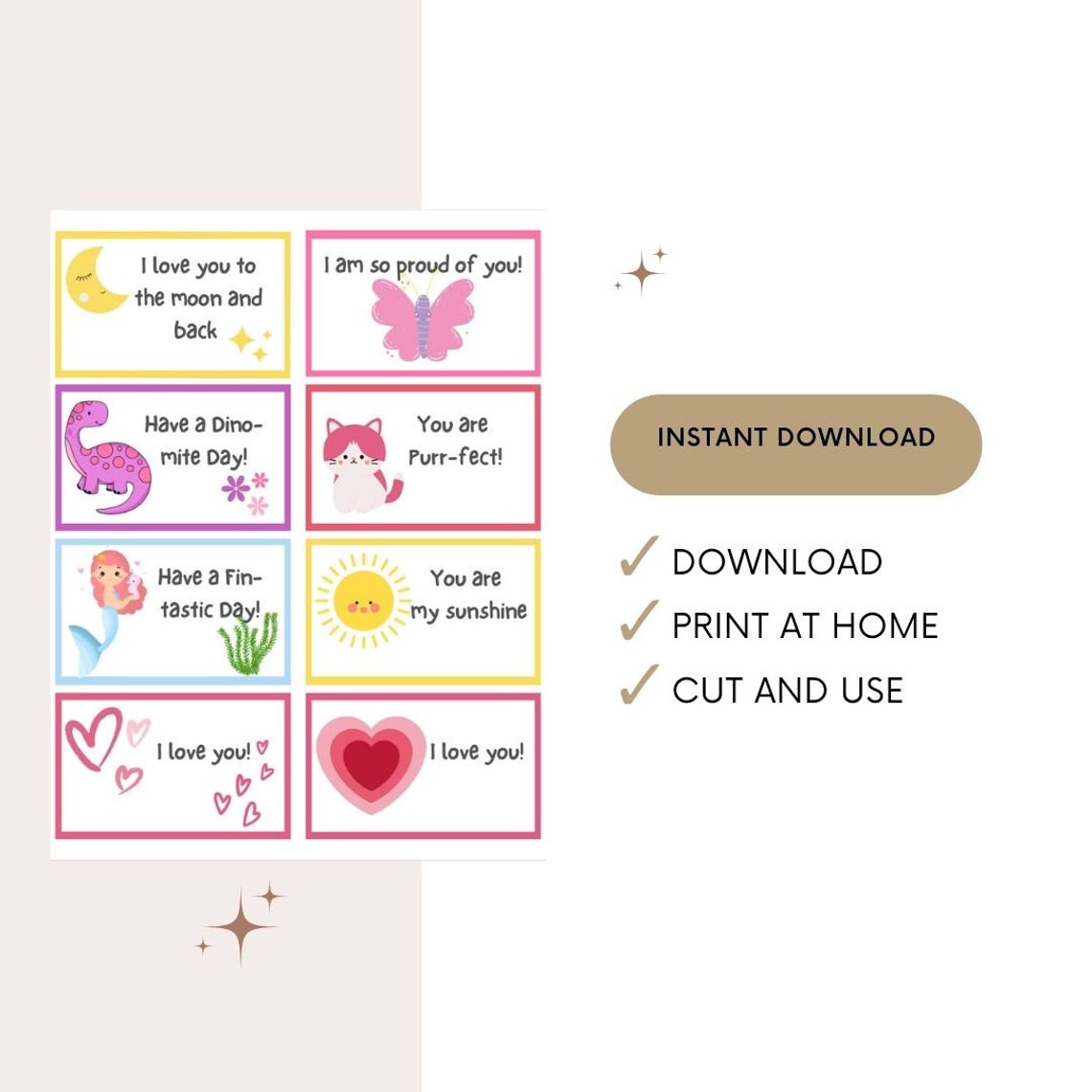 Lunch Box Notes for Kids | Lunchbox Notes for Girls | Positive ...