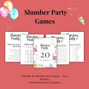 Slumber Party Games Bundle | Pajama Party Activities | Sleepover Party | Slumber Party Activities | Pajama Party Bingo | Printable Games
