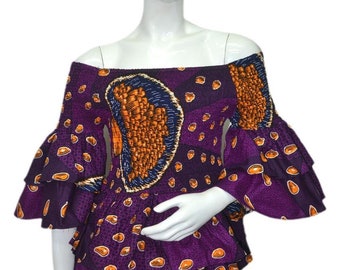African Clothing Women.Smocked Elastic Top.Fits S-M-L