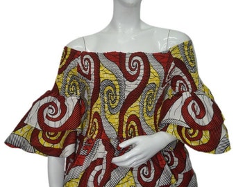 African Clothing Women.Smocked Elastic Top..Fits S-M-L