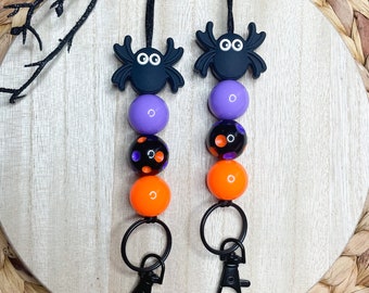 Halloween Lanyard, Spider Lanyard, Lanyard, Teacher Lanyard, Breakaway Lanyard, Beaded Lanyard, ID Lanyard, ID Badge Holder, Teacher Gift