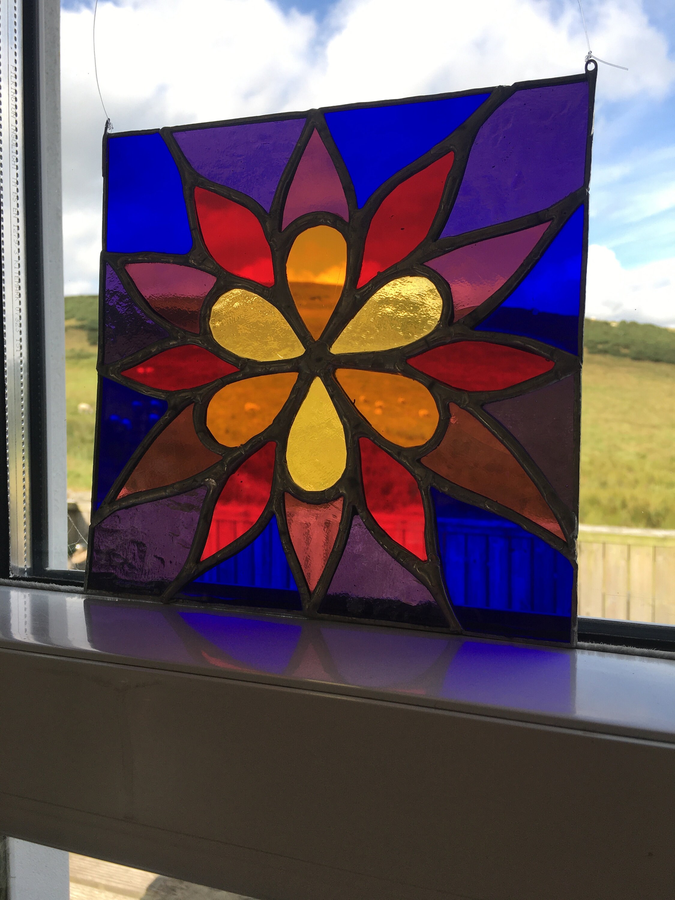 Stained Glass flower Window Panel Etsy UK