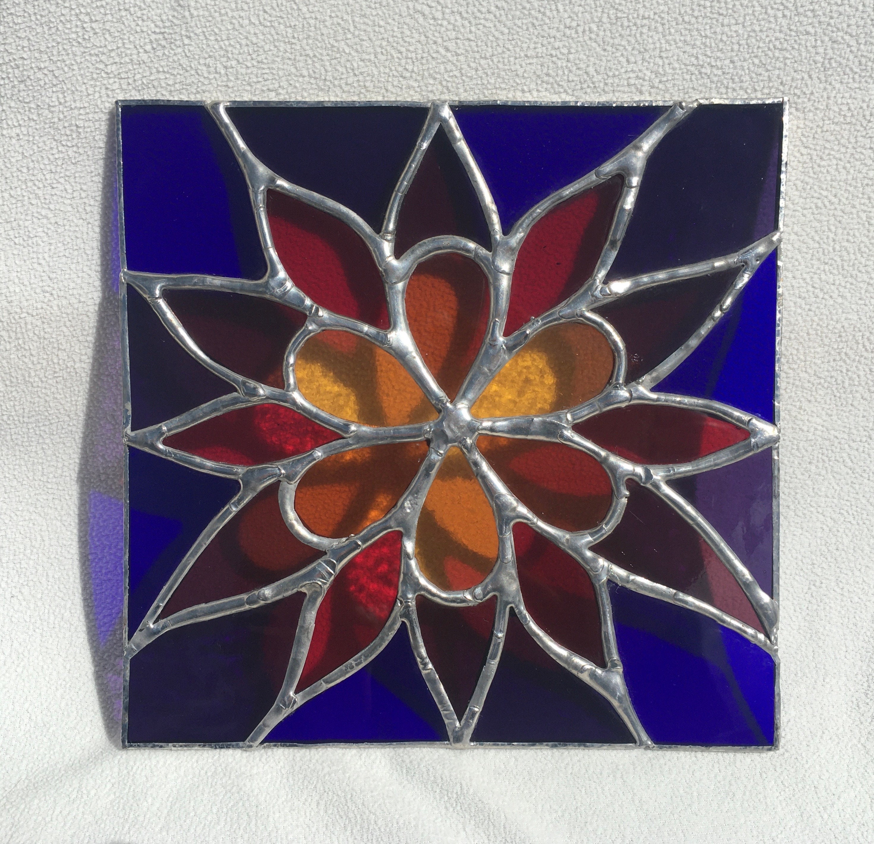 Stained Glass flower Window Panel Etsy UK