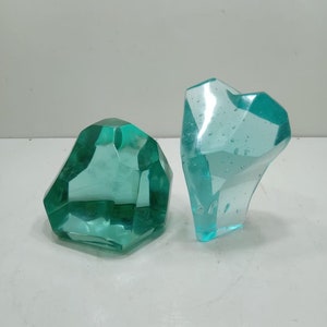 2 Stück 1144 gr die schöne Andara Kristall voll poliert Schneiden türkis grün und aqua blau mit kleinen Blasen innerhalb selten