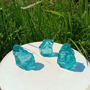 3 Stück 1264 gr rohe Andara Crystal Aqua Blue Monatomic für Heilung