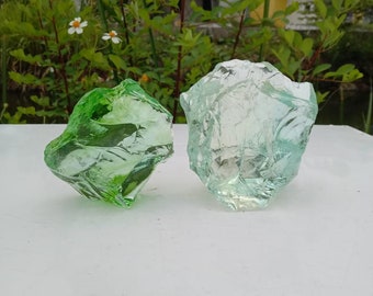 2 pcs 872 gr of rough andara crystal highlighter green and 2 color turquoise green and yellow rare