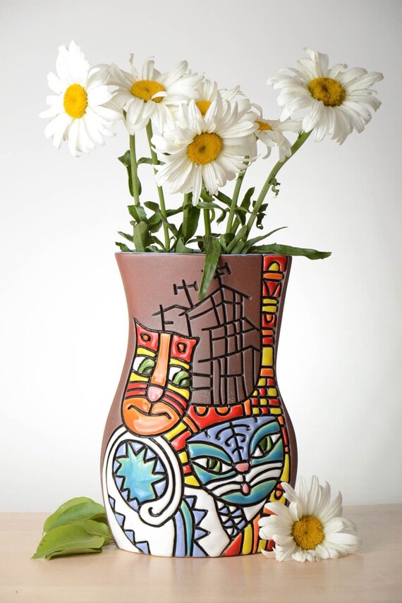 Unusual homemade flower vase handmade ceramic vase Etsy