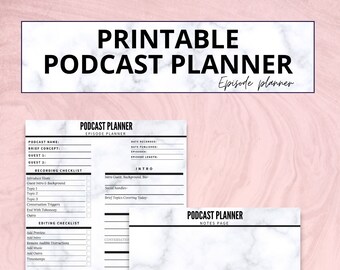 Podcast Episode Planner Printable | Content Creator Checklist | Podcast Planning Sheet A4 | Episode Workflow Tracker | Digital Download PDF