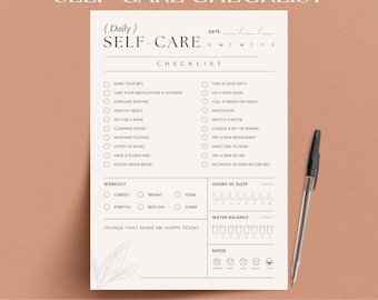 Self Care Planner Printable | Wellness Journal, Mood & Habit Tracker | Daily Routine Planner | A4  A5 Digital Download Template