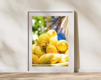 Tunisian Lemons Wall Art Print | Mediterranean Photography Poster | Minimalist Kitchen Decor | Modern Citrus Home Art Digital Download