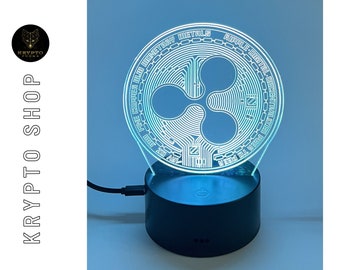 Ripple XRP - Lámpara 3D XRP Crypto Lámpara LED 11 colores Luz nocturna visual con control remoto