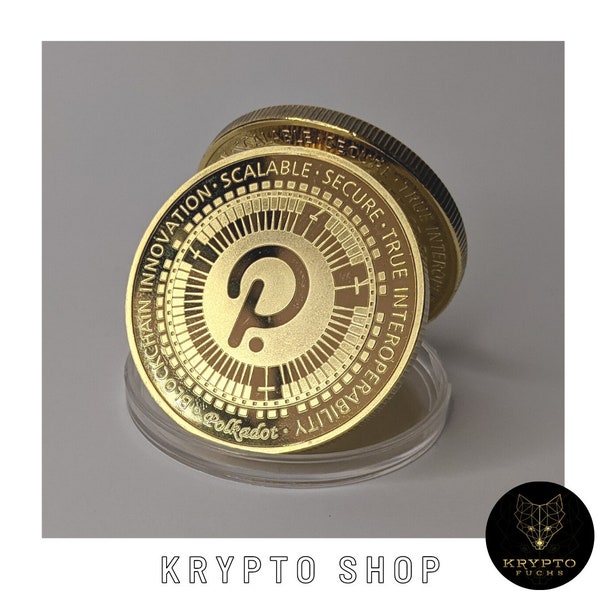 Polkadot Kryptomünze DOT Gold Krypto Coin Sammelmünze  mit Display und als Luxusgeschenk