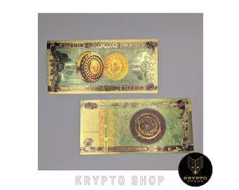 Bitcoin Note - BTC Crypto Gold Banknote incl. Stand for Crypto Fans
