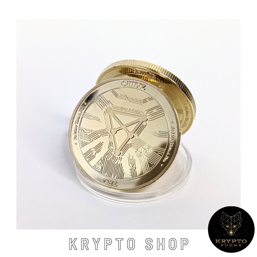 Moneda criptográfica Chiliz CHZ Moneda coleccionable criptográfica de oro  con pantalla y como regalo de lujo - Etsy España