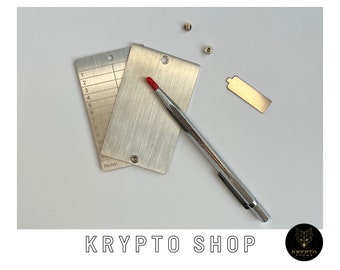 Respaldo de billetera criptográfica hecho de acero: respaldo de frase inicial de 12 o 24 palabras con pluma de grabado"