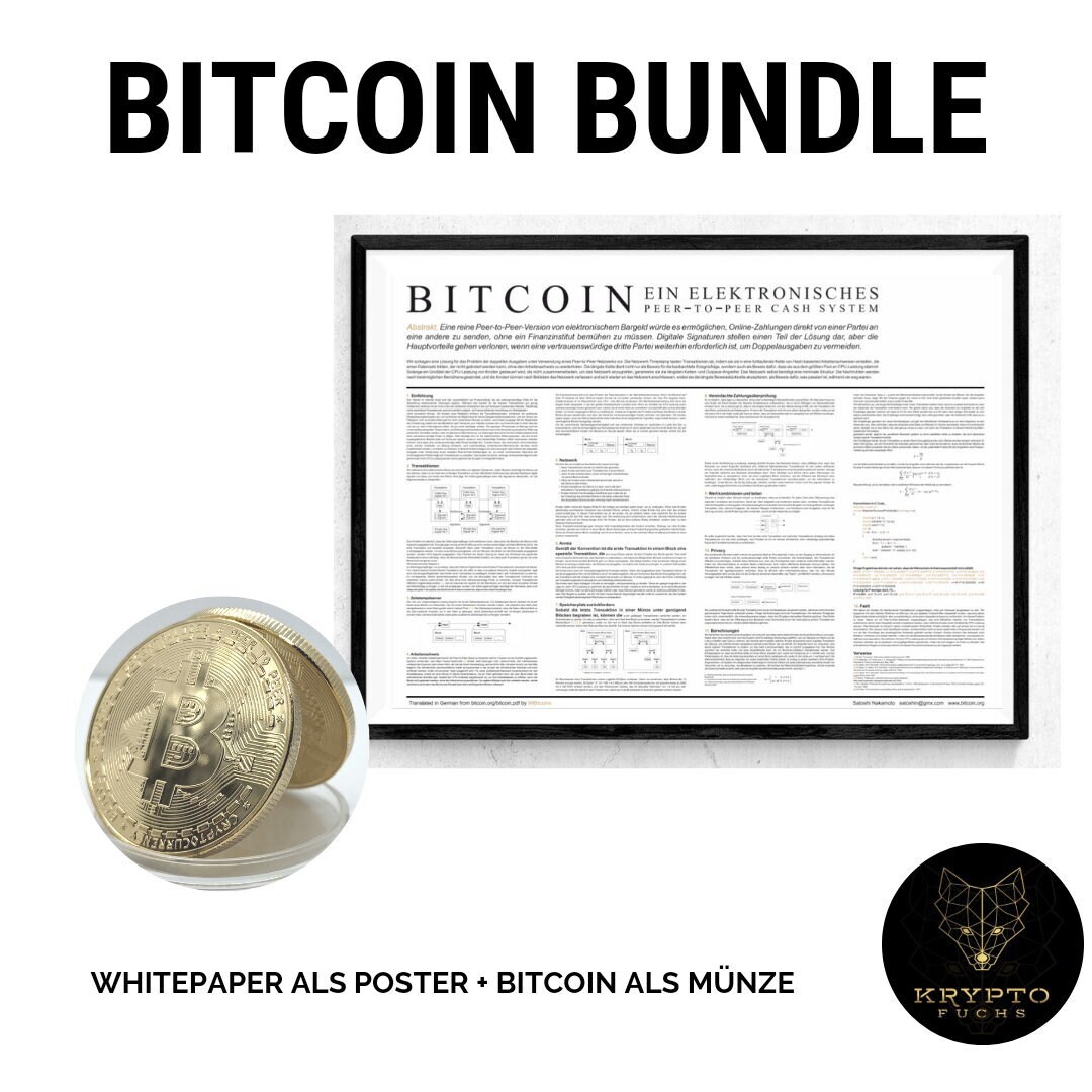 Bitcoin Poster as a Bundle WHITEPAPER Poster DIN A4 in German and English  Plus Bonus BTC Gold Crypto Coin - Etsy