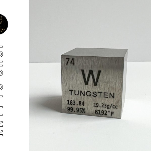 1.5" Tungsten Cube optional with NFT Twin, Tungsten Cube 99.95% with engraving for crypto fans, crypto symbol of wealth