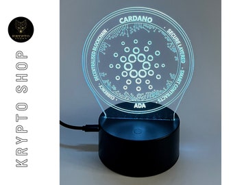 Cardano ADA Lámpara 3D LED Crypto 11 colores luz nocturna visual con control remoto