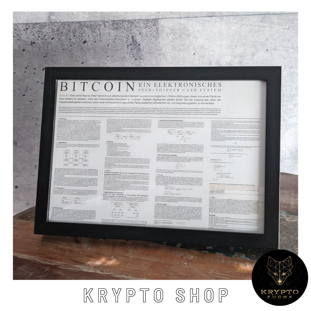 Bitcoin Poster BTC Satoshi Nakamoto Whitepaper DIN A 4 in German or English  - Etsy