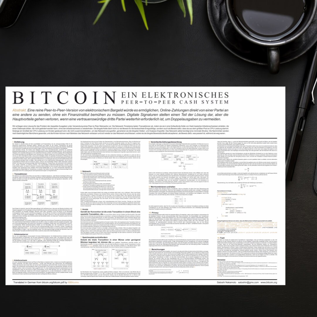 Bitcoin Poster as a Bundle WHITEPAPER Poster DIN A4 in German and English  Plus Bonus BTC Gold Crypto Coin - Etsy