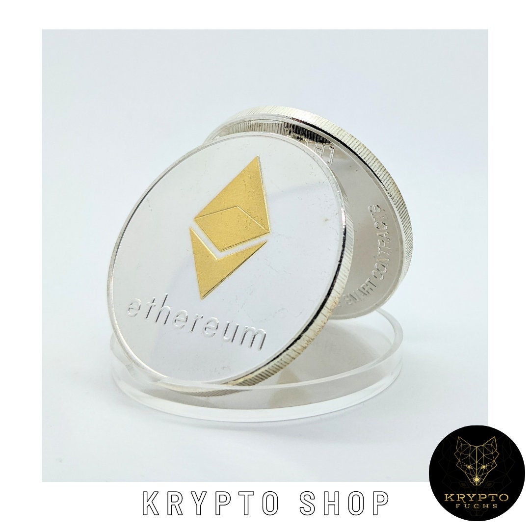 Ethereum cryptomunt ETH goud zilveren cryptomunt verzamelmunt met display  en als luxe geschenk - Etsy Nederland