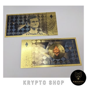 Billet de banque Ethereum, billet de banque Gold Crypto avec affichage