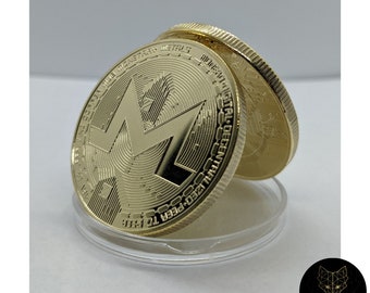 Monero XMR Münze Ständer Kryptowährung BTC Silber Gold vergoldet Display Schwarz 