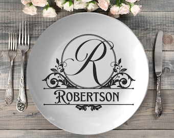 Personalized dinner plates | monogrammed name plate | wedding plates | wedding gift | customized plates | custom dinnerware | 10” decoware