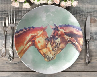 Farmhouse horses plate | farm horses dinner plate | farmhouse dinnerware set | western horse plate | horse stallion plate | decorative plate