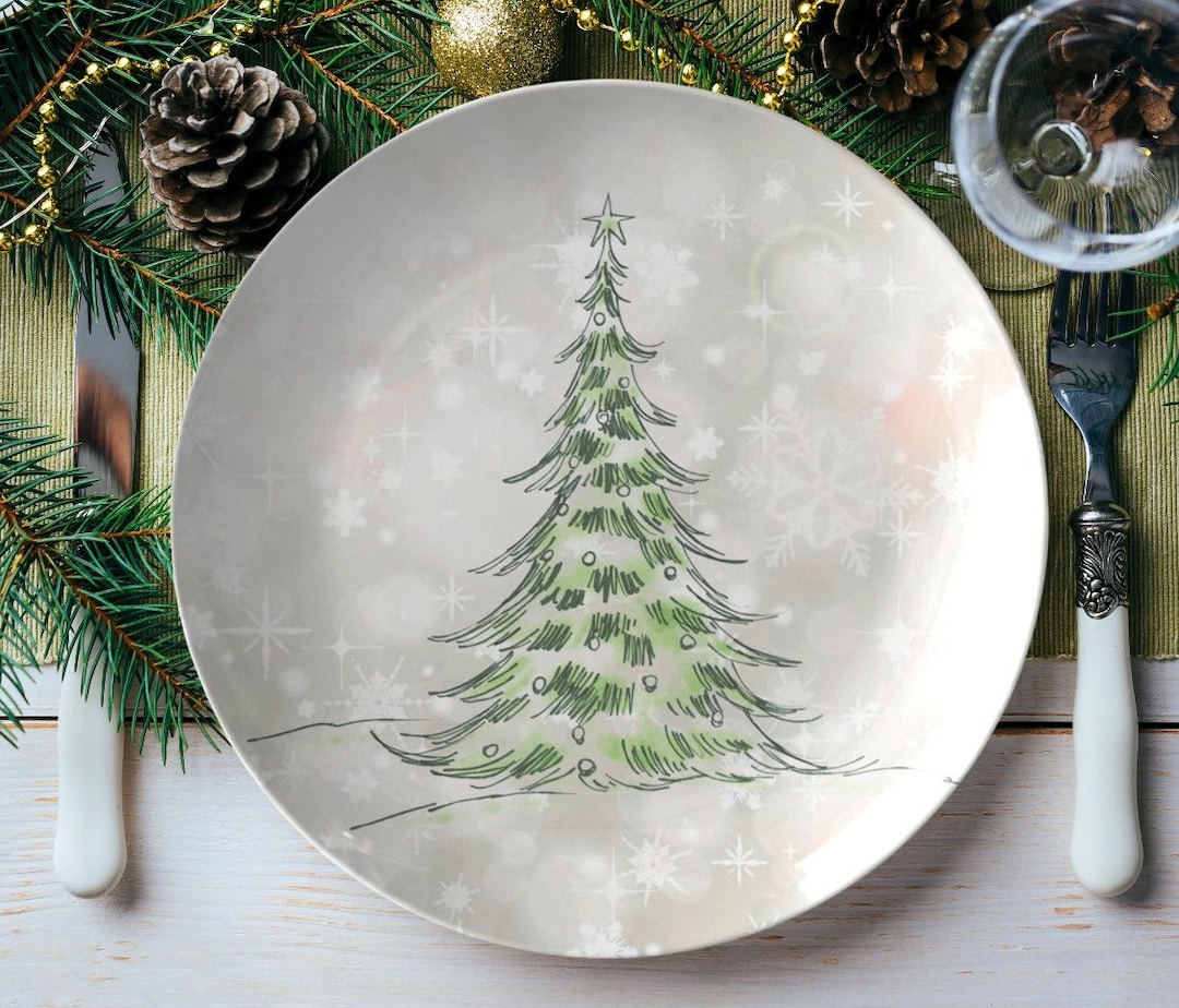 Christmas Tree Plate Christmas Dinner Plate Set Holiday Dining