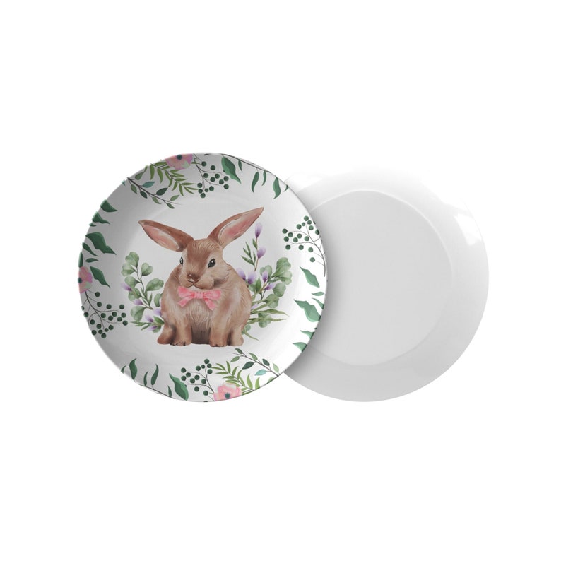 Bunny Rabbit Dinner Plate, Easter Bunny Plate Set, Floral Spring Bunny ...