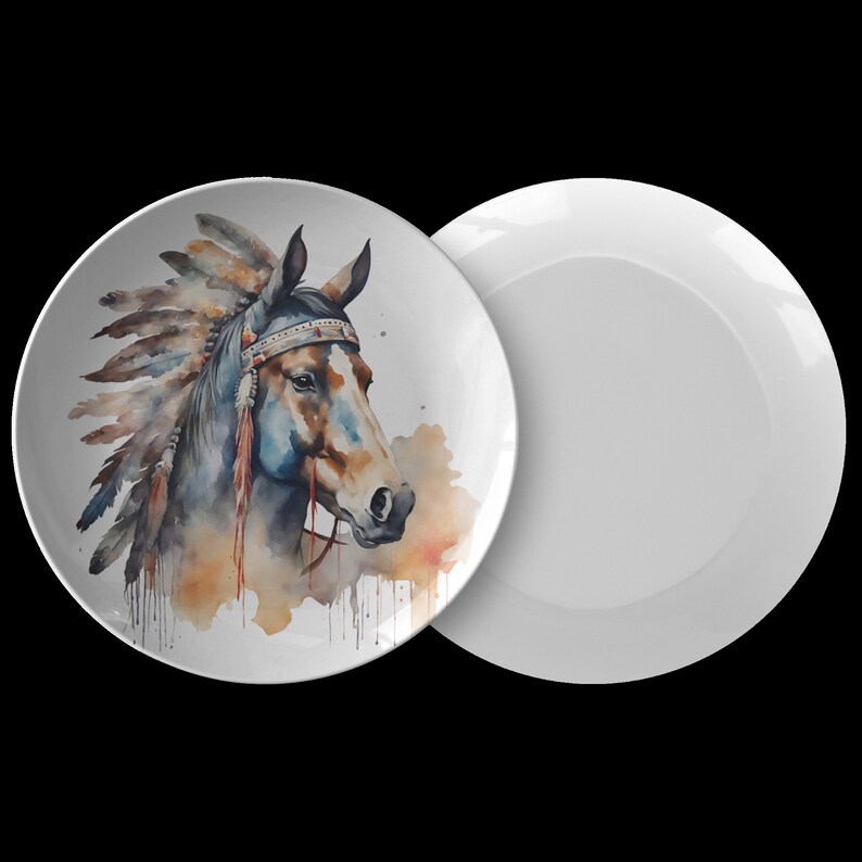 Western Horse Native American Dinner Plate, Southwestern Dinnerware ...