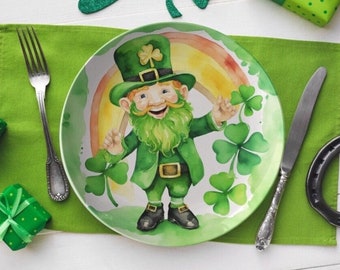 St Patrick’s day leprechaun plate, Saint Patrick’s day party plate, lucky Irish dinner plate, kids st. Pattys day plate, dinnerware, dishes