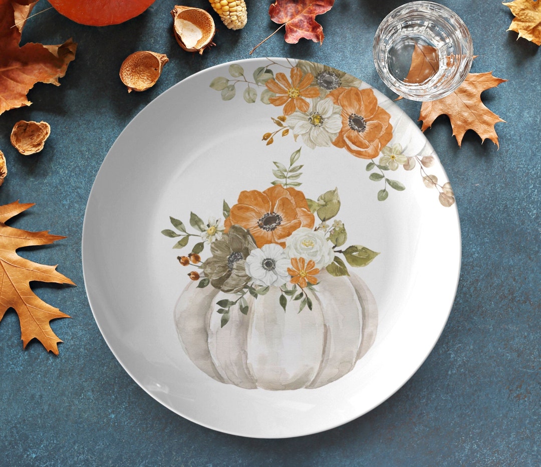 Fall Pumpkin Plate Thanksgiving Plates Fall Dinner Plates Set Fall