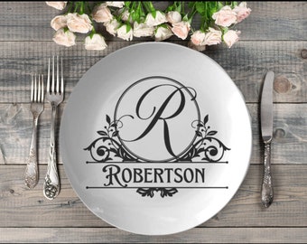 Personalized monogrammed plate | customizable plate | custom wedding gifts | anniversary gift | custom dinnerware