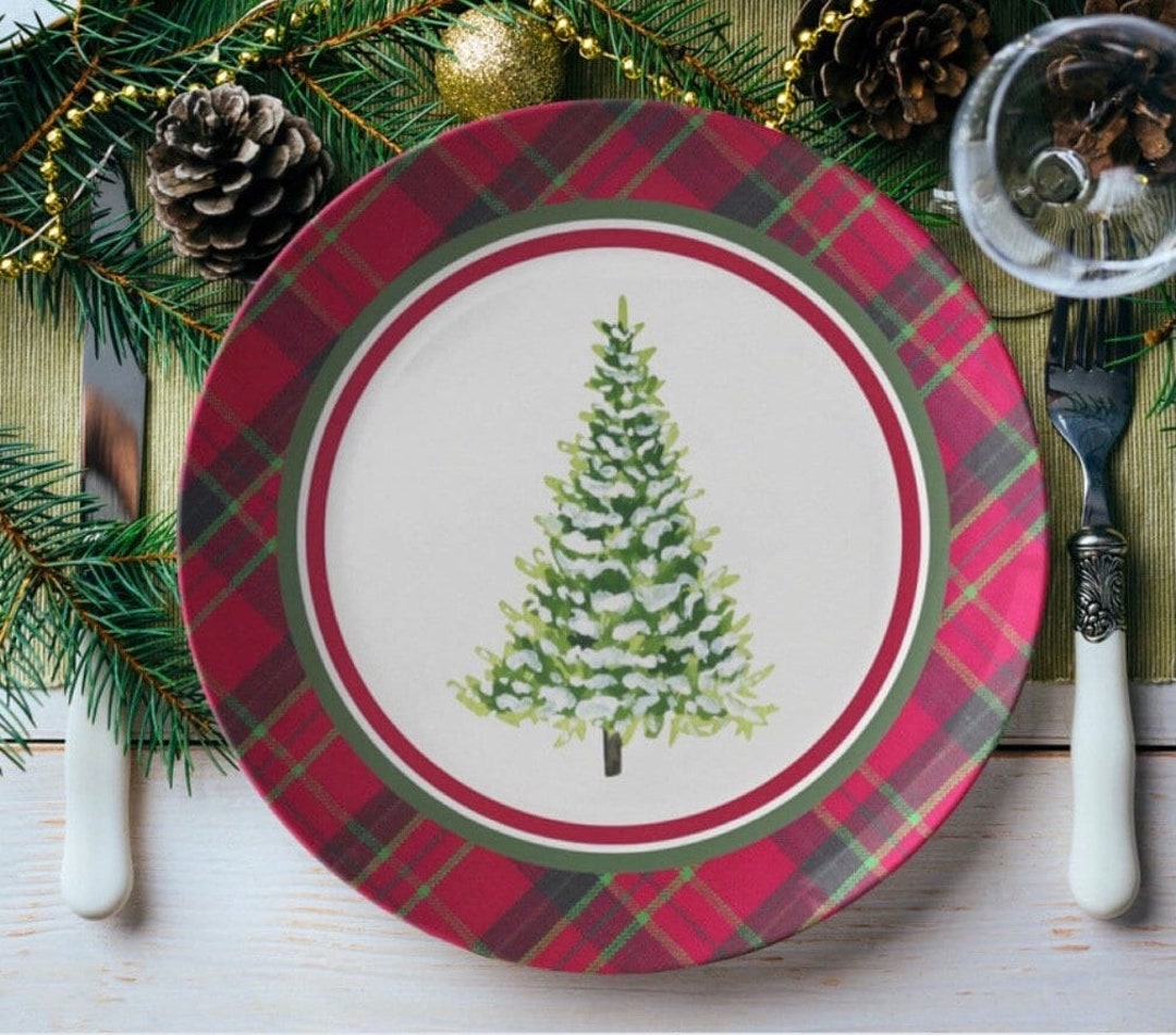 Christmas Tree Plate , Christmas Dinner Plate , Holiday Serving Plate