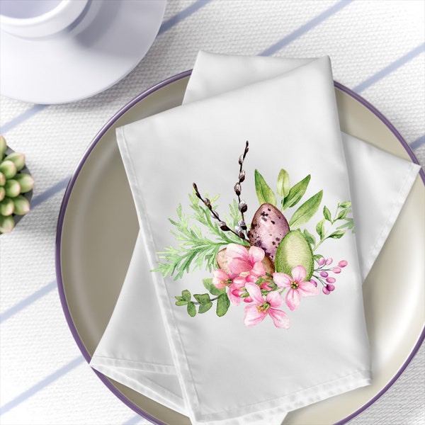 Easter Napkin set | Easter eggs napkins | Floral Easter napkins | Easter table linens| spring napkins| Easter kitchenware| spring dinnerware