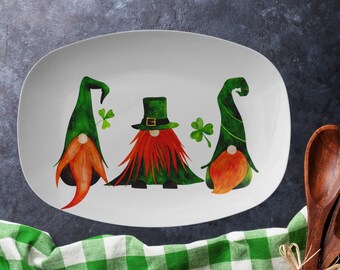 St Patrick’s day platter, Saint patty’s day serving plate, lucky leprechauns tray, St. Patrick’s day gnomes platter, gnomes serving dish