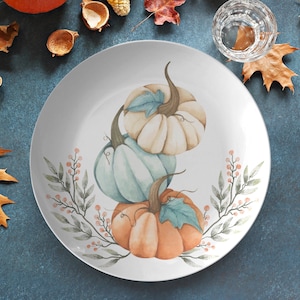 Fall Pumpkins dinner plate | floral pumpkins plate set | thanksgiving plates | fall dinnerware set | decorative plates | fall tableware set