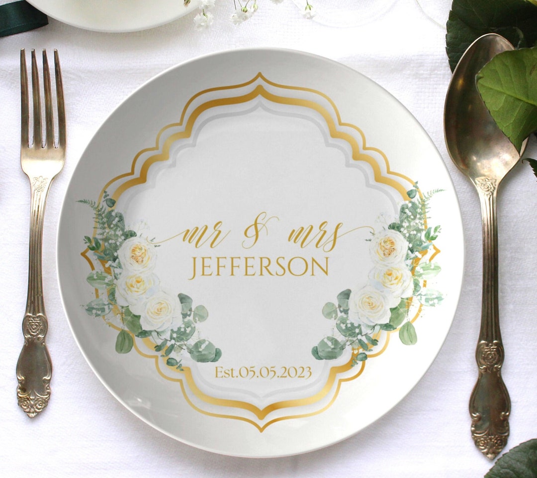 Personalized Wedding Plate | Mr.& Mrs. Dinner Plate | Bride and Groom ...