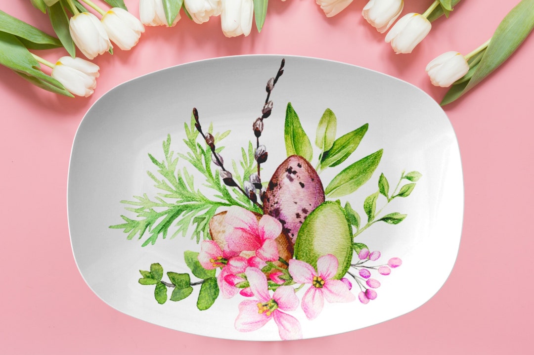 Easter Serving Platter Easter Eggs Platter Floral Easter Serving Dish