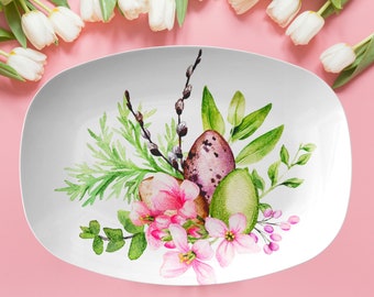 Easter serving platter| Easter eggs platter| floral Easter serving dish| spring Easter eggs platter| spring dinnerware| easter kitchenware