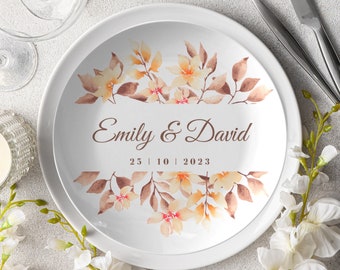 Personalized wedding plate, mr and mrs dinner plate, customized bride and groom plate set, anniversary plate, custom dinnerware, tableware